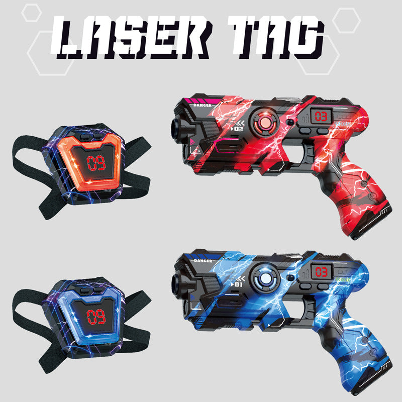 LumaTag 2-Player Set: red and blue blasters with two light-up vests