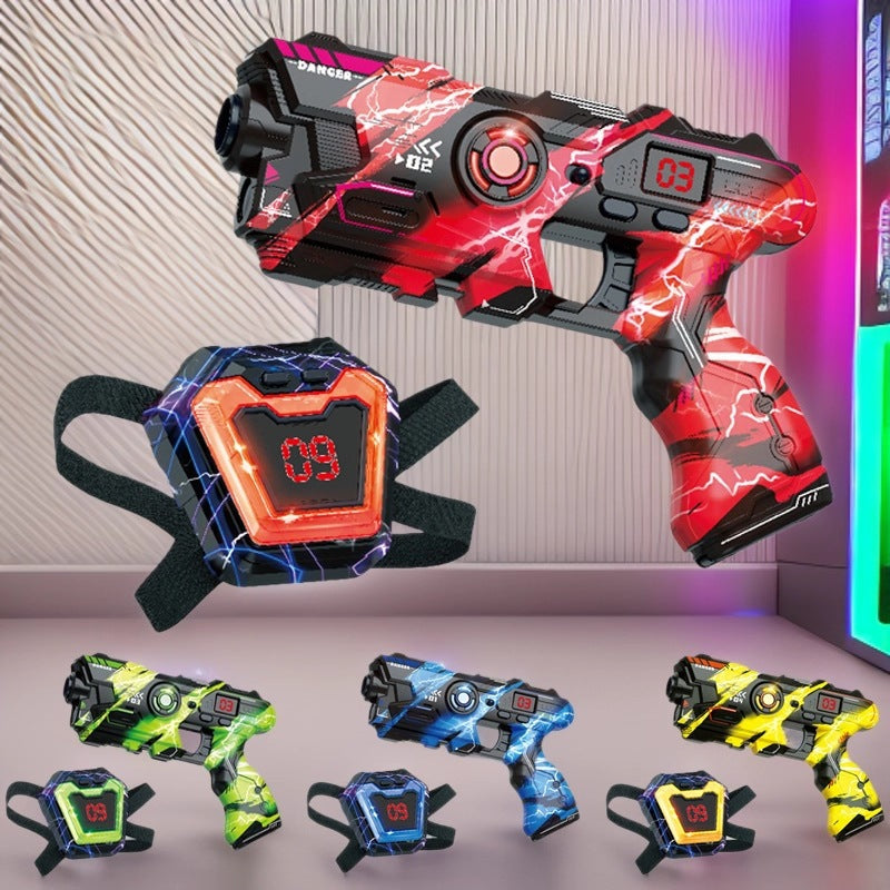 LumaTag infrared blaster and light-up vest in red, with green, blue and yellow sets